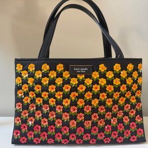 Kate Spade Sam Black Bag with Vibrant Floral Accents